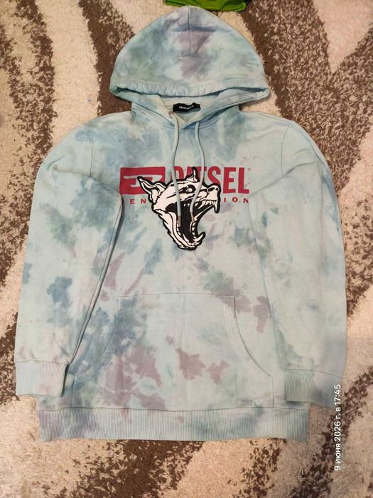 Оригинальное худи Diesel S-GIR-HOOD-BX1 (Волк) / Размер L / Кастом Tie-Dye
