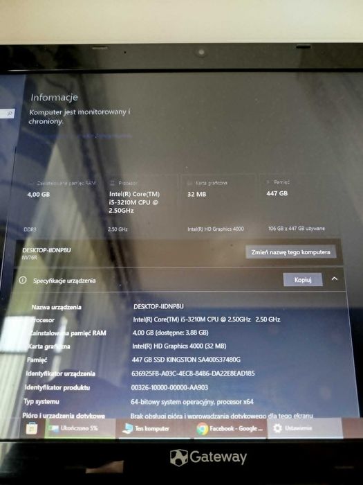 Laptop 17 cali jak nowy+skaner+słuchawki