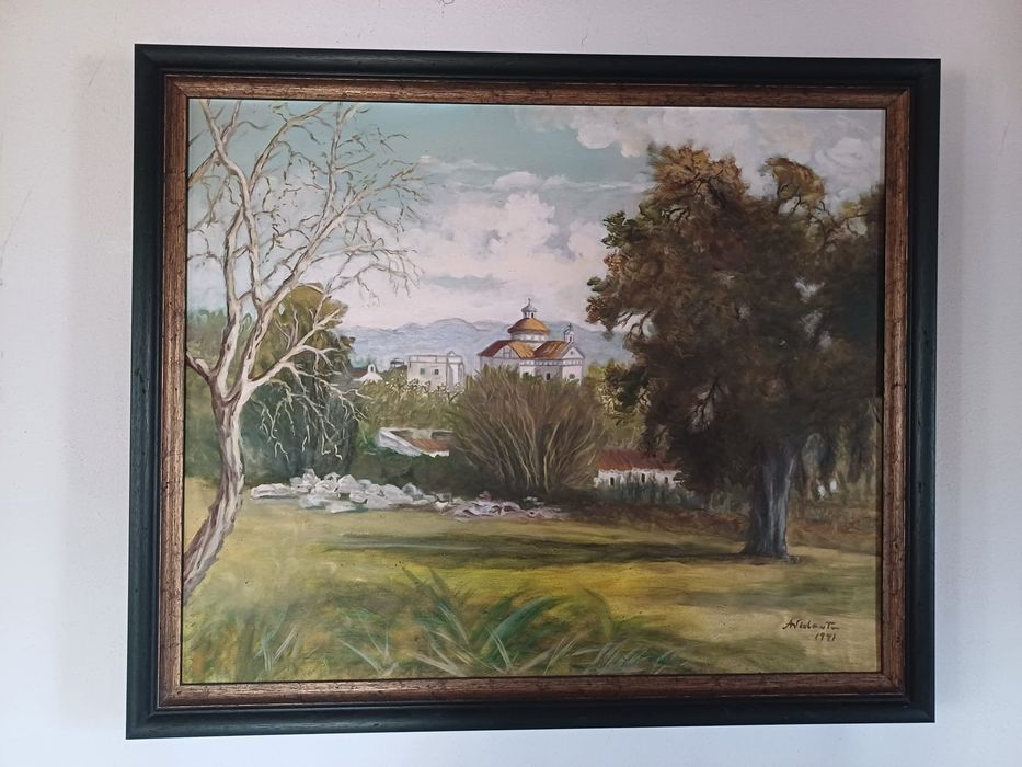 Paisagem alentejana a óleo, original, do pintor alentejano Violante