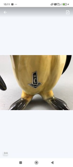 Porcelanowa figurka pingwin sygnowana