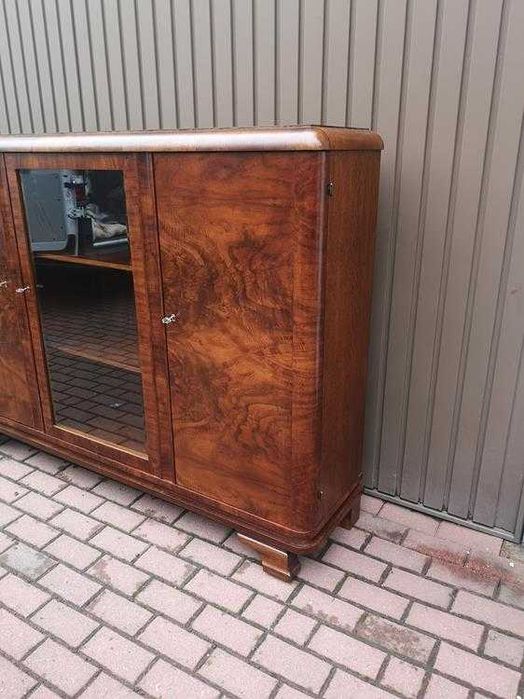 Biblioteka Witryna ART-DECO Orzech Zgrabna Stara Antyk Po Renowacji.