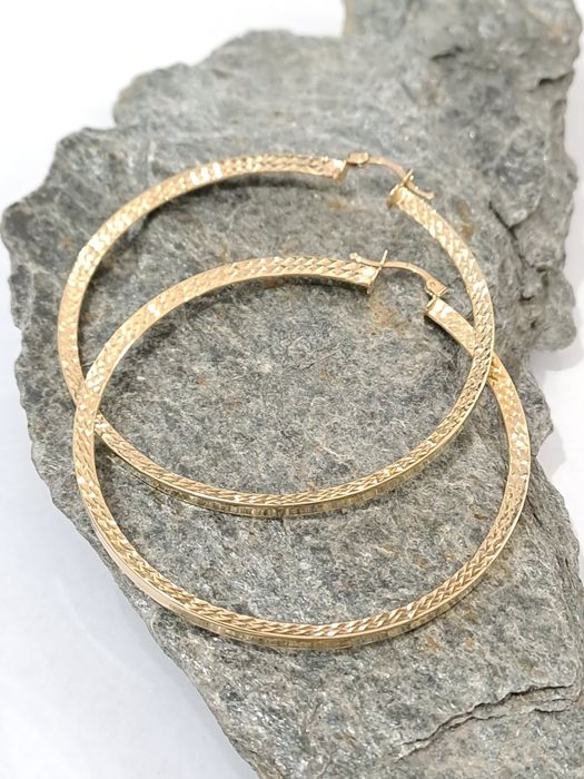 Piękne Złote kolczyki Kółka 585 Nowe 6 cm