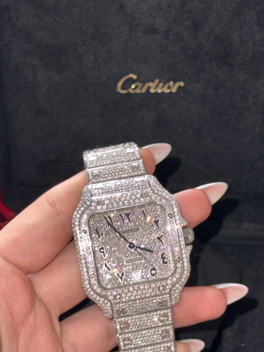 Cartier Santos de Cartier Large „Iced Out” Custom Arabic Dial (2025) L