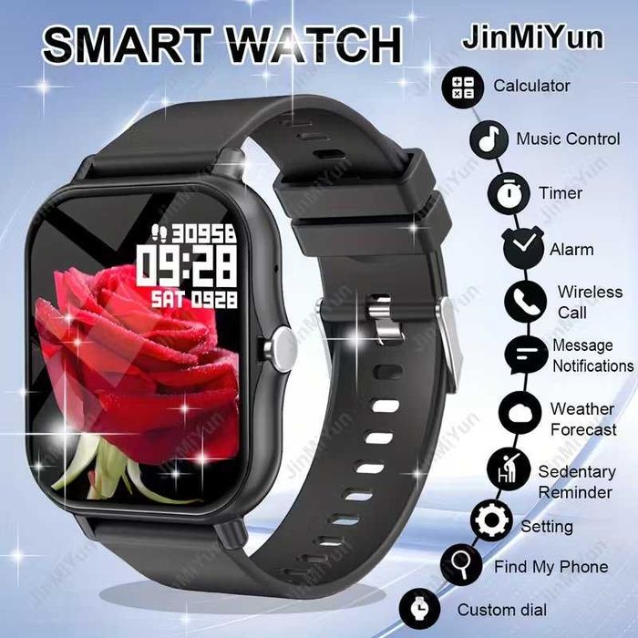 Smartwatch Inteligente (unissexo) compatível c/Android e iPhone. Novo.