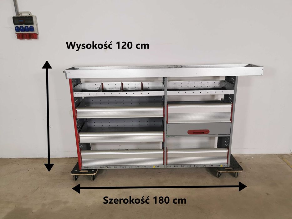 Regały szafki półki do busa zabudowa serwisowa warsztatowa ZESTAW BOTT