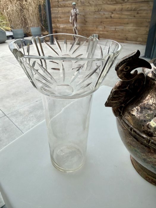 Unikat Art Déco: Wazon Gero Zilvium Ptaki Oryginalny Kryształ Plater