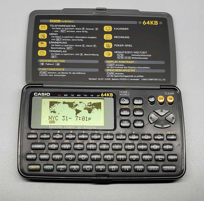 Kalkulator Organizer CASIO Digital Diary SF-4600B 64 KB vintage