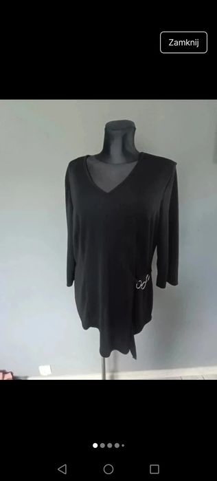Bluzka czarna oversize asemetryczna dekold w serek V lata 80