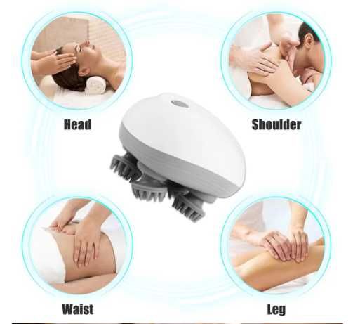Електричний ручний масажер для тіла та голови (USB, 4 насадки, IPX6)