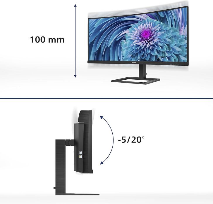 Monitor Philips 34" WQHD 3440x1440, Curved1500R, USB-C, 100Hz - Novo