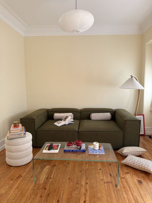 Sofá Westwing LENNON 3 Lugares Verde Azeitona Bouclé Modular