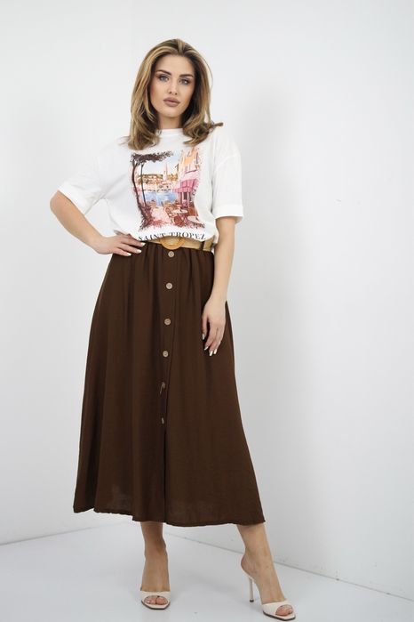 Юбка натуральная,  трапеция, на пуговичках, Италия 44-50 размер