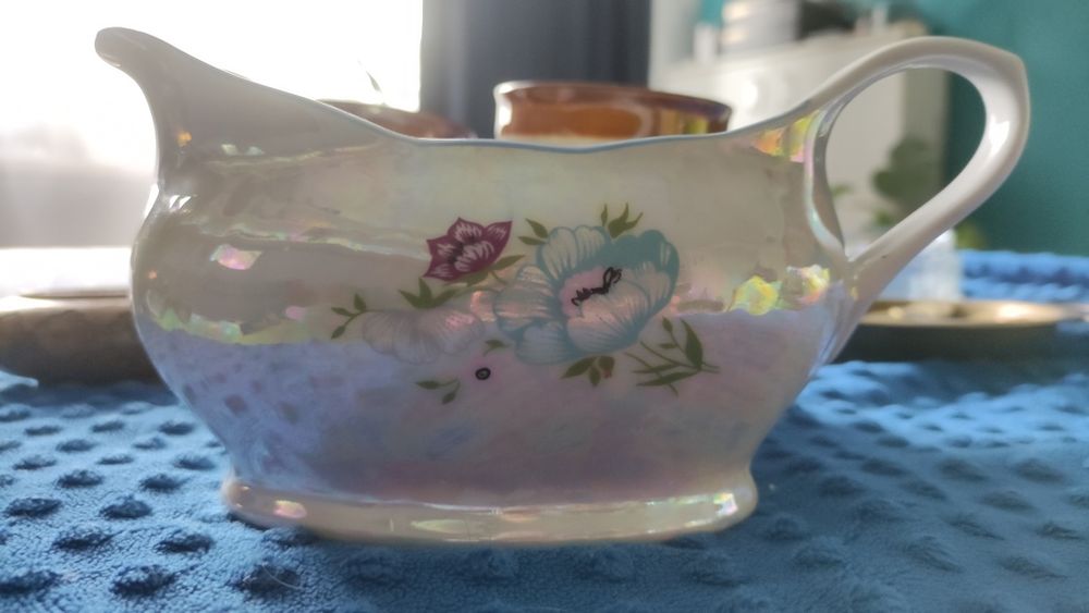 Sosierka PRL perłowa unikat 500 ml ozdobna porcelana