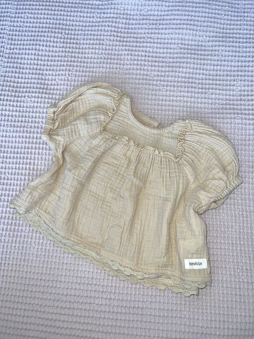 Newbie muślinowa bluzeczka bluzka koszula guziczki falbanki r. 62