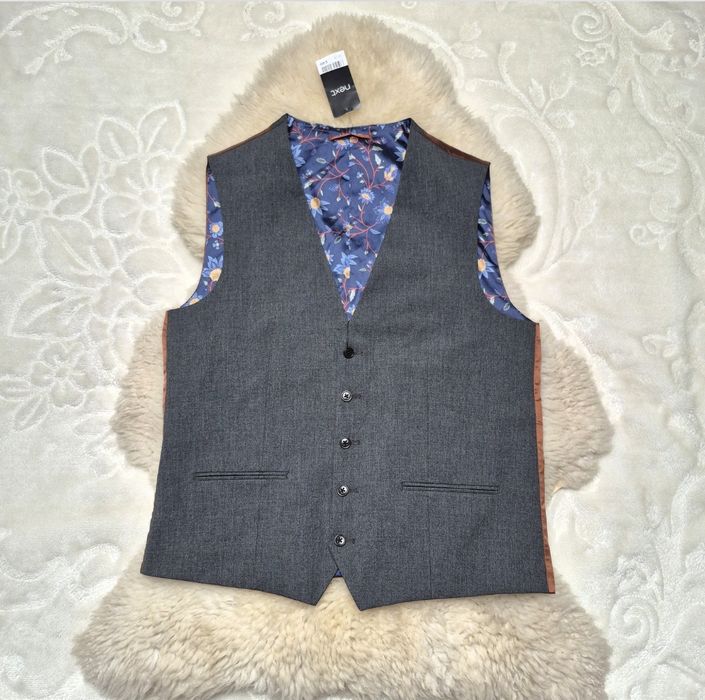 Kamizelka garniturowa S Szara Next Nowa Slim Fit