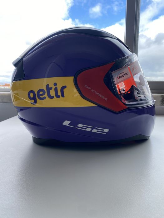 capacete LS2 helmets amarelo e roxo