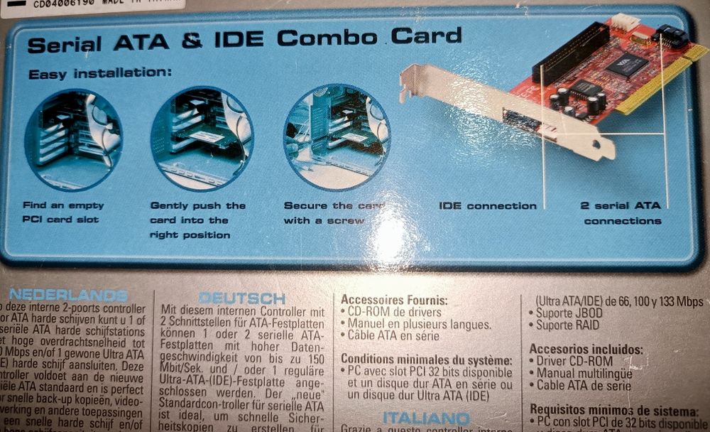 Conversor PCI para SATA e IDE discos ruídos computador - novo
