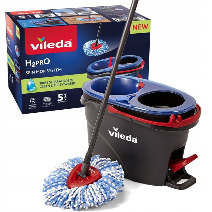 Vileda H2prO Obrotowy Mop Dwukomorowy Wiadro Pedał Nowy