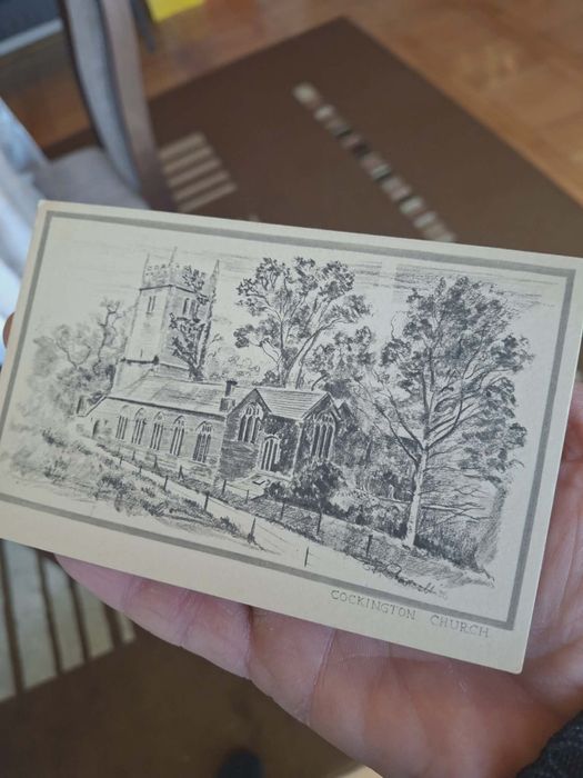 Pocztówka z 1936r.E.R.Shave"Cockington Church st.George&st Mary"stan bardzo dobry.