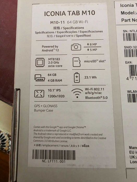 Планшет Acer ICONIA M10-11 10" 4/64GB / Wi-Fi