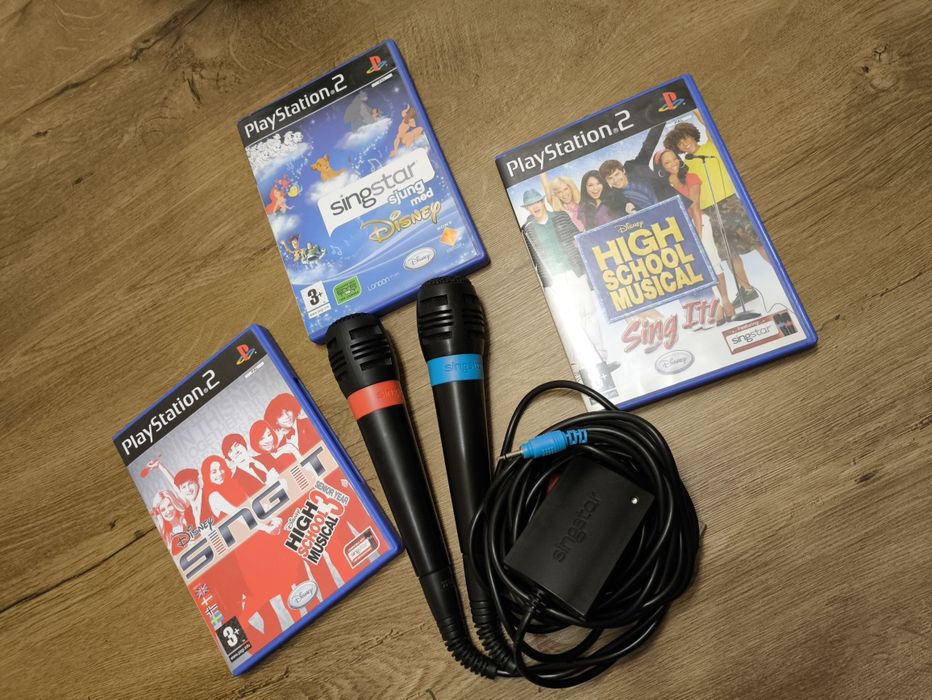 .: Zestaw SingStar PS2  3 gry + 2 mikrofony + adapter USB :.