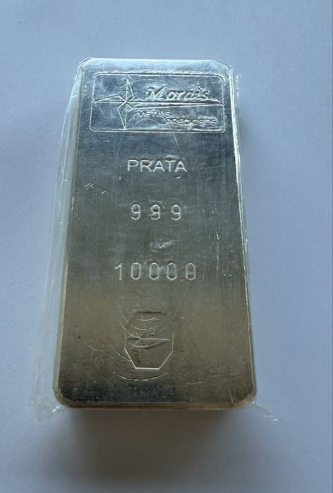 Barra de prata fina 1kg Morais 999 (barra antiga)