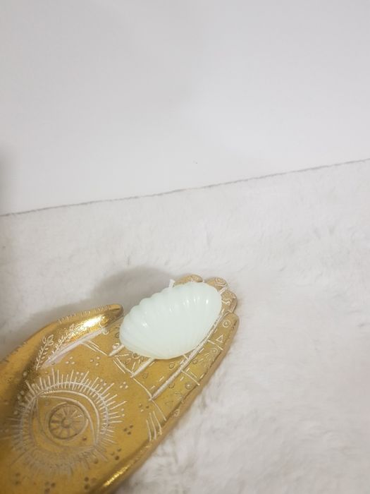 Velas branco, verde garrafa claro