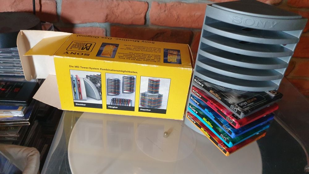 Pakiet MiniDisc ze stojakiem. Sony. Nowe. Top stan.