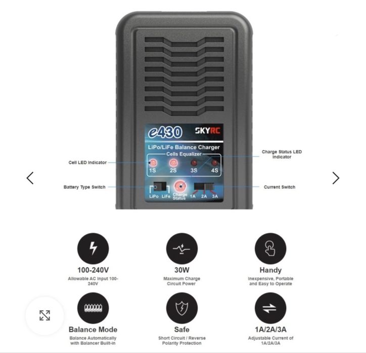 Carregador de baterias SkyRc e430