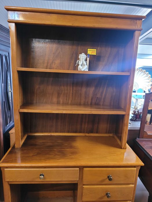 Secretária em madeira maciça com gavetas e alçado - Bo64409358188290123