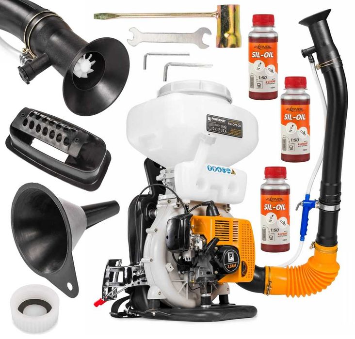 OPRYSKIWACZ SPALINOWY 20l 3,8KM dmuchawa 2w1 oprysk/granulat + OLEJ