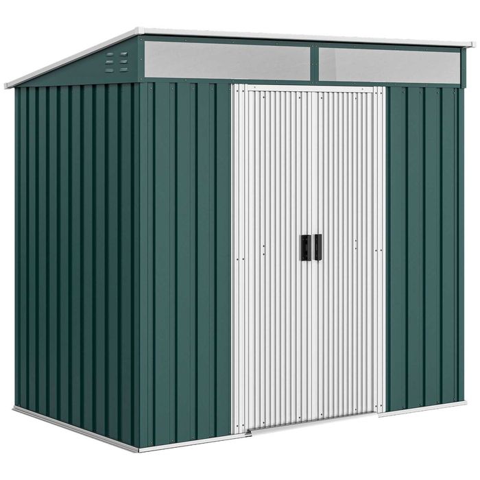 Casota verde 2 m² em aço galvanizado com fechadura