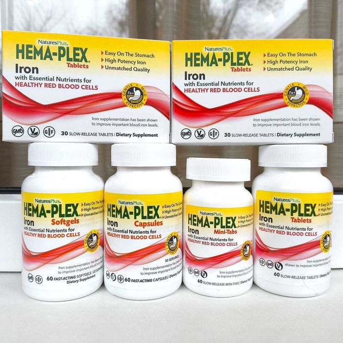Hema Plex Железо с кофакторами, США, таблетки, софтель, капсулы, мини