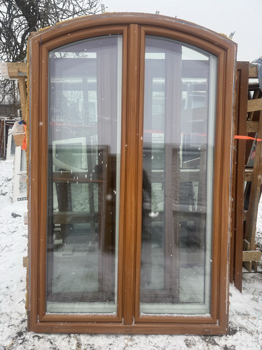3x okno łukowe tarasowe 146x228 Winchester/miodowy brąz biale(wysylka)