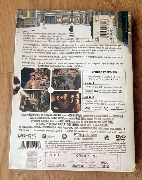 DVD O Pianista - edição especial com 2 discos - novo , selado.
