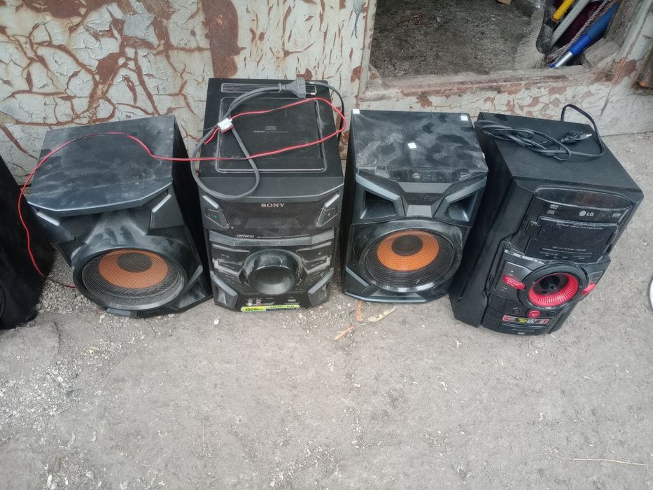 Музичні центри Sony та LG + 6 колонок (комплект, лот для гаража/дачі)