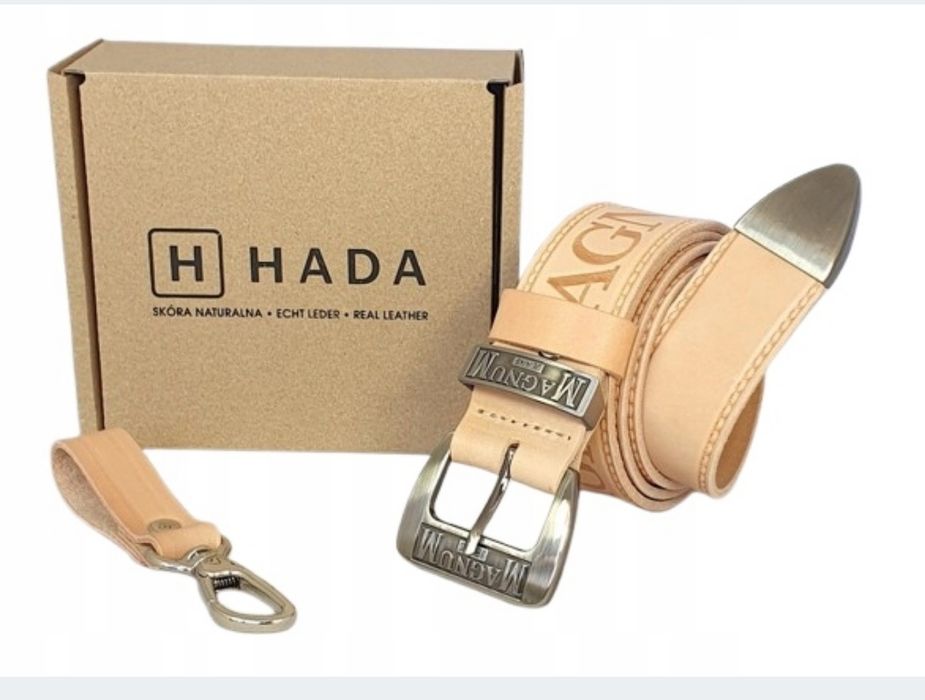 Pas pasek męski skóra jucht Magnum Jeans  brelok gratis