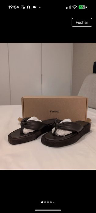 Sandália chinelo castanho de pele Flattered