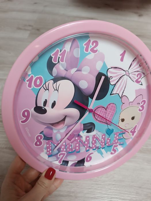 Zegar ścienny Minnie plus biało szare lampiony