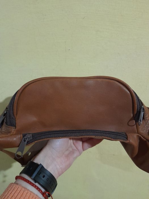 Шкіряна поясна сумка бананка унісекс