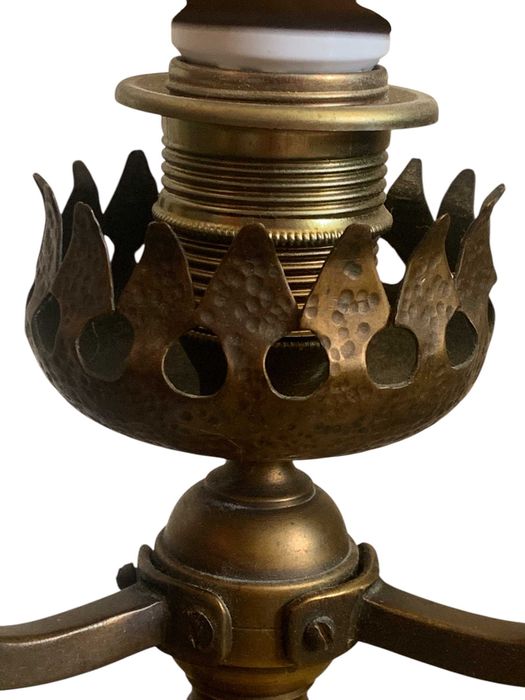 PRL: Stołowa Gabinetowa Lampa z Kloszem Retro