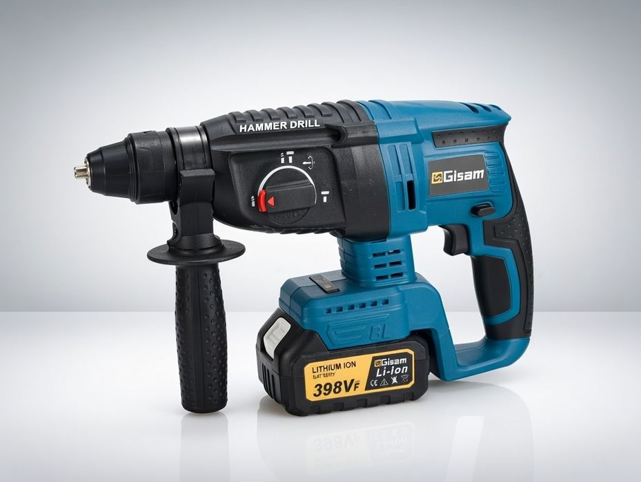 GISAM  – mocna wiertarko-młotowiertarka akumulatorowa  18V, 2 baterie