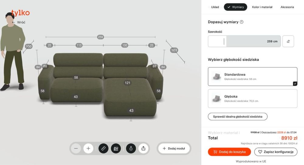 Nowy modułowy narożnik / sofa marki Tylko