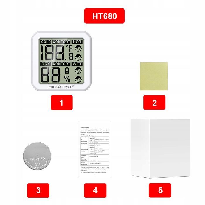 Mini Termo-higrometr Pomiar Temperatury Wilgotności Czytelny Ekran