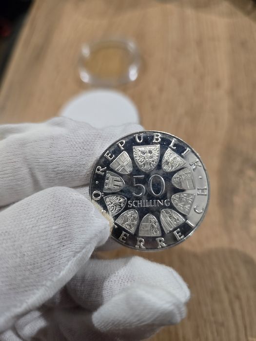 MONETA  50 SCHILLING (szylingów), 20gram,  srebro próba 900, piękny st