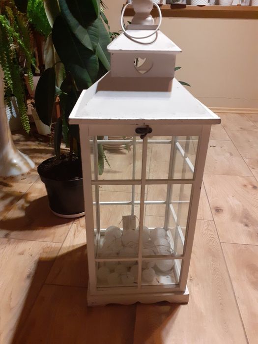 Duży biały lampion + 2 pary światełek święta