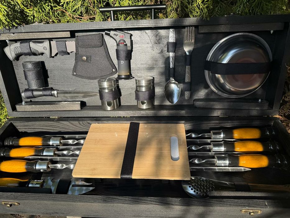 Шашлычный набор шампуров в кейсе на подарок мужчине мужу отцу куму