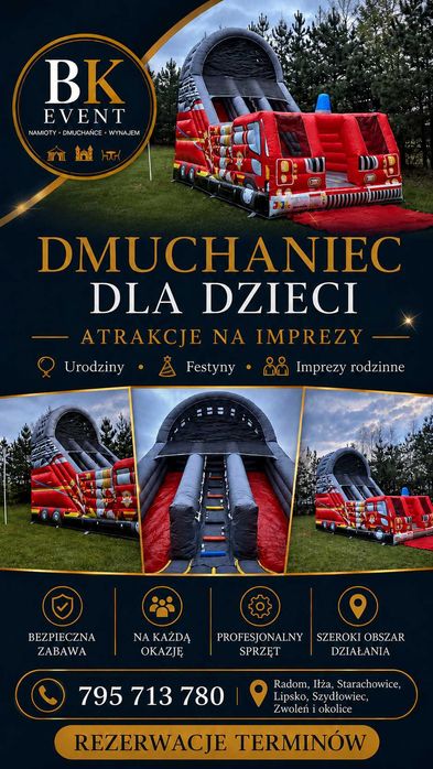 Wynajem dmuchańca Straż Pożarna | dmuchana zjeżdżalnia dla dzieci I BK Event