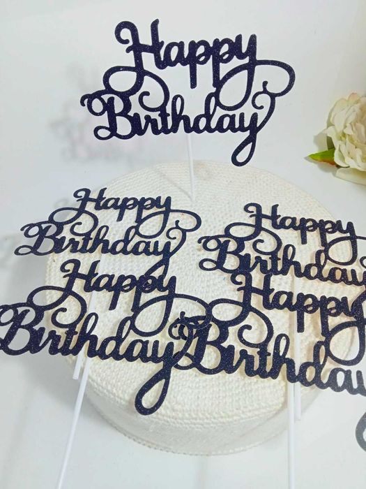 Topos de Bolo Happy Birthday Glitter
