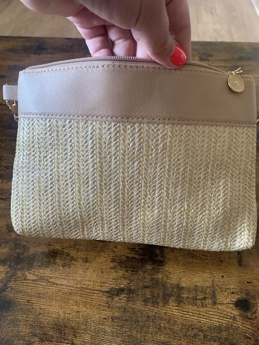 Torebka pleciona słomkowa słomiana letnia hit lata na zamek morela